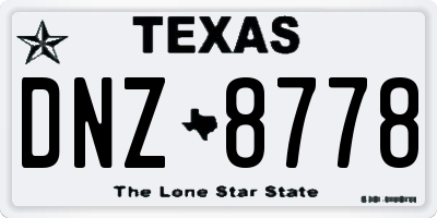 TX license plate DNZ8778