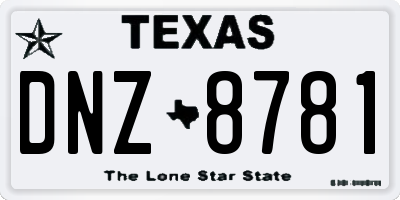 TX license plate DNZ8781