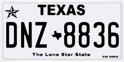 TX license plate DNZ8836