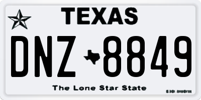 TX license plate DNZ8849