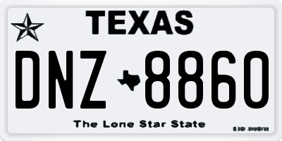 TX license plate DNZ8860