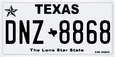 TX license plate DNZ8868