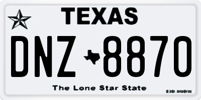 TX license plate DNZ8870