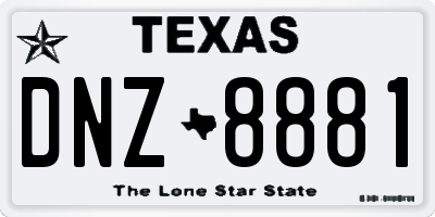 TX license plate DNZ8881