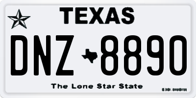 TX license plate DNZ8890