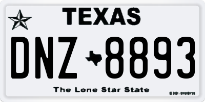 TX license plate DNZ8893