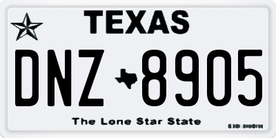 TX license plate DNZ8905
