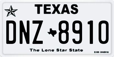 TX license plate DNZ8910