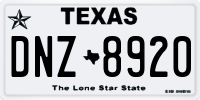 TX license plate DNZ8920