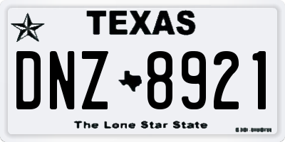 TX license plate DNZ8921