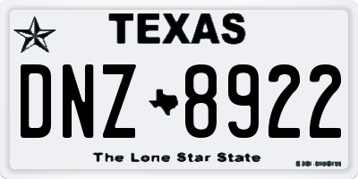 TX license plate DNZ8922