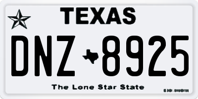 TX license plate DNZ8925