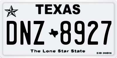 TX license plate DNZ8927