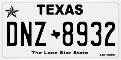 TX license plate DNZ8932