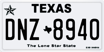 TX license plate DNZ8940