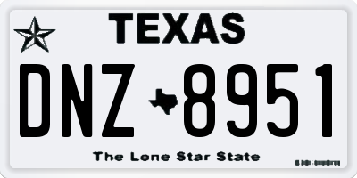 TX license plate DNZ8951