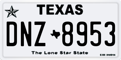 TX license plate DNZ8953