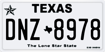 TX license plate DNZ8978