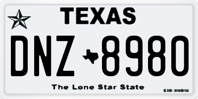 TX license plate DNZ8980