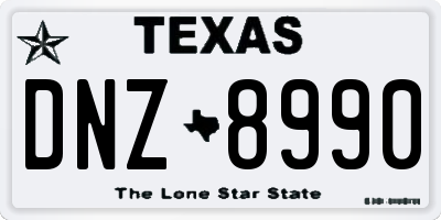 TX license plate DNZ8990