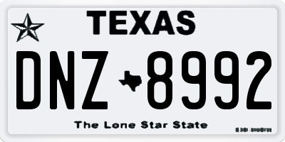 TX license plate DNZ8992