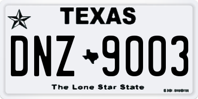 TX license plate DNZ9003