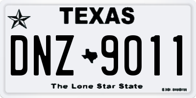 TX license plate DNZ9011