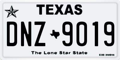 TX license plate DNZ9019