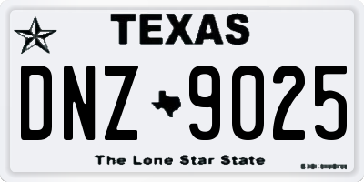 TX license plate DNZ9025