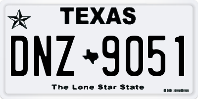 TX license plate DNZ9051
