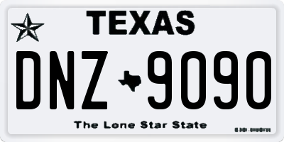 TX license plate DNZ9090