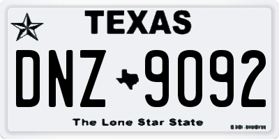 TX license plate DNZ9092