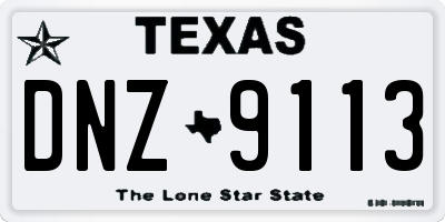 TX license plate DNZ9113
