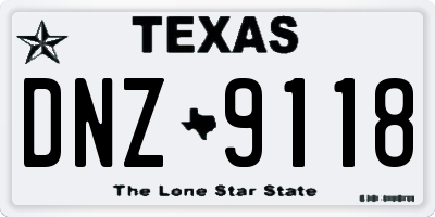 TX license plate DNZ9118