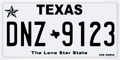 TX license plate DNZ9123