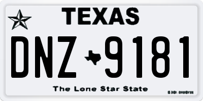 TX license plate DNZ9181