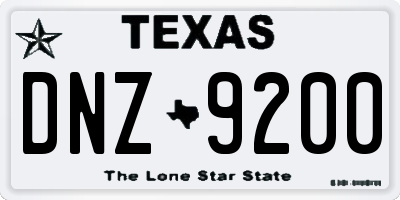 TX license plate DNZ9200