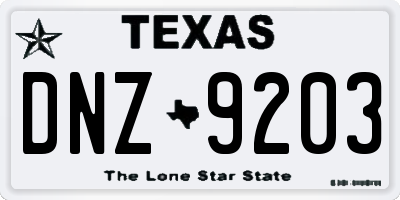 TX license plate DNZ9203