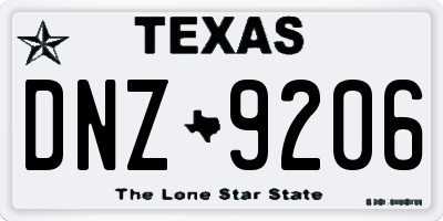 TX license plate DNZ9206