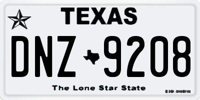 TX license plate DNZ9208