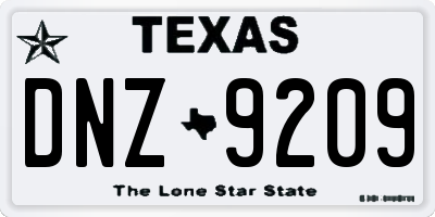 TX license plate DNZ9209