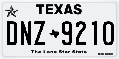 TX license plate DNZ9210
