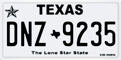 TX license plate DNZ9235