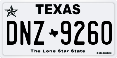 TX license plate DNZ9260