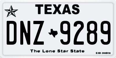 TX license plate DNZ9289