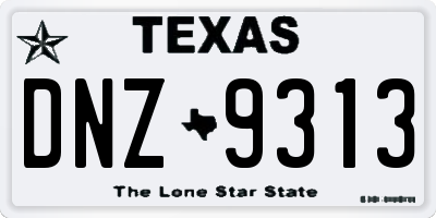 TX license plate DNZ9313