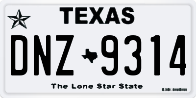 TX license plate DNZ9314