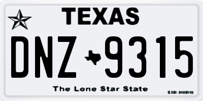 TX license plate DNZ9315