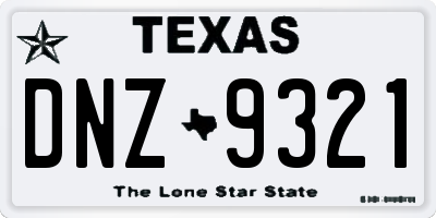 TX license plate DNZ9321