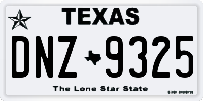 TX license plate DNZ9325